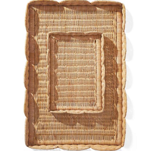 Large Scallop Rattan Tray
