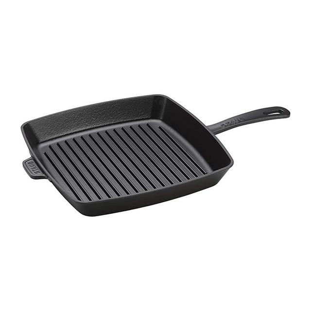 STAUB Cast Iron Square Grill Pan, 12-inch, Matte Black