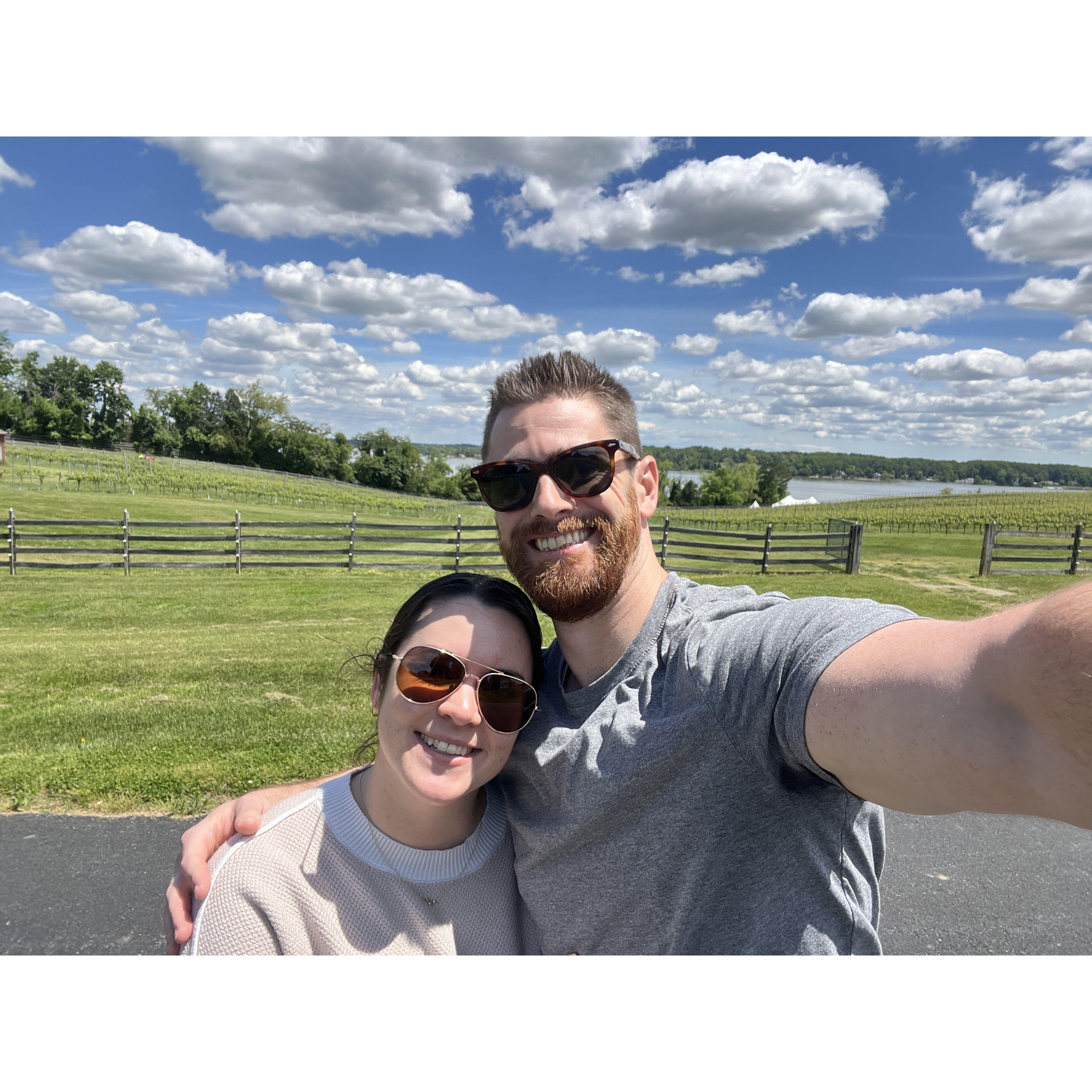 This was our first winery stop on our engagement weekend wine tour!