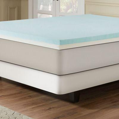 Combination Gel Memory Foam 3-Inch Queen Mattress Topper in Blue/White