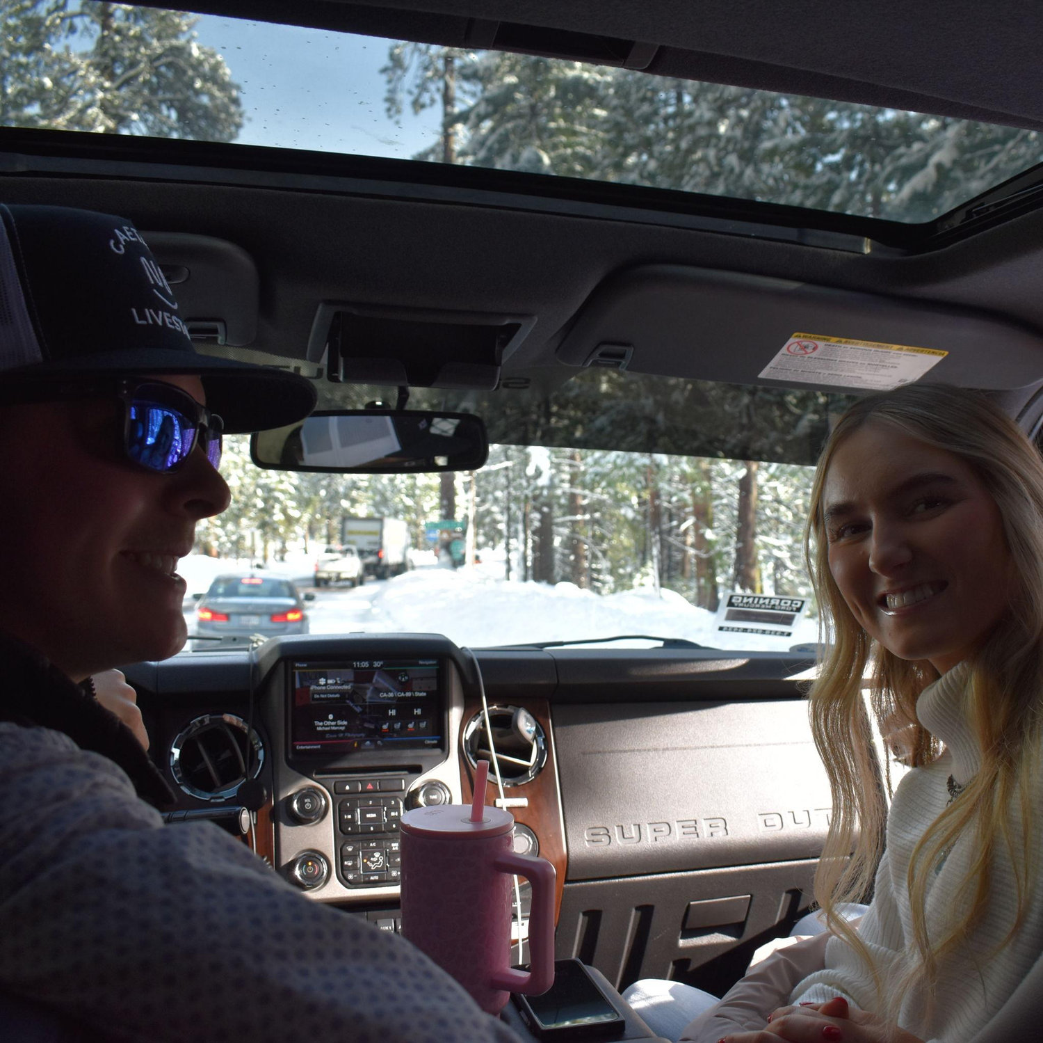 A picture of us driving up to the spot where we got engaged. December 2024