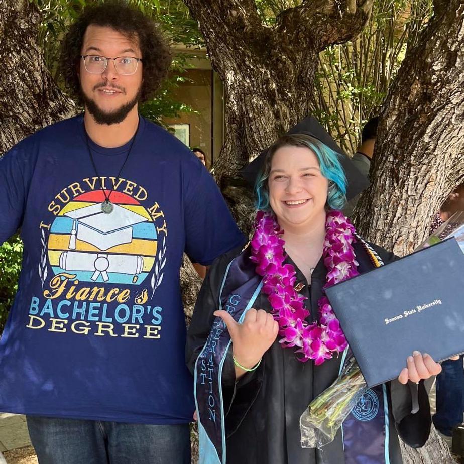 Hard work pays off! We both survived a couple of wild years at SSU, just in different ways.