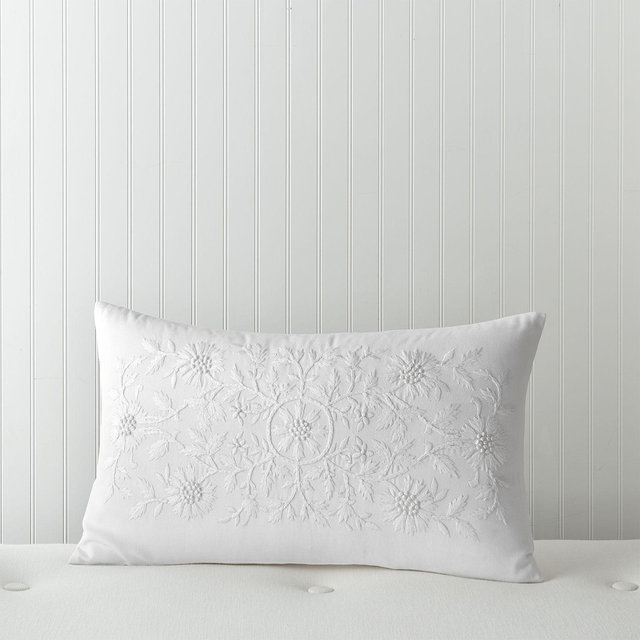 Sky Floral Embroidery Decorative Pillow, 14" x 24" - Exclusive