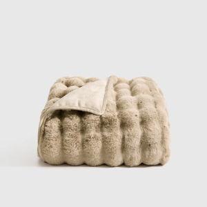 Ruched Faux Fur Throw in Mink (50x60)
