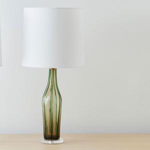 vintage pair of murano glass with lucite base table lamps