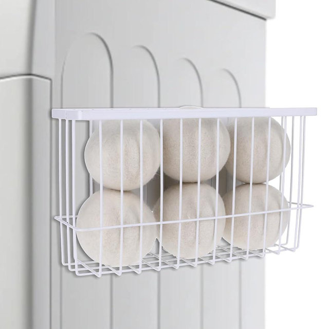simarro Magnetic Dryer Ball Holder, Magnetic Basket Organizer Shelf Rack for Refrigerator, Magnetic Lint Bin for Laundry Room, Laundry Room Organization and Storage(White)