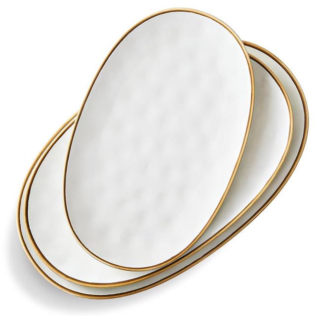 Culivora Ceramic Oval Serving Platter: 15.6/14.3/12.9 Inch Large Serving Dishes for Entertaining Party, Turkey, Steak, Ham, Microwave Dishwasher Safe (Ivory White)