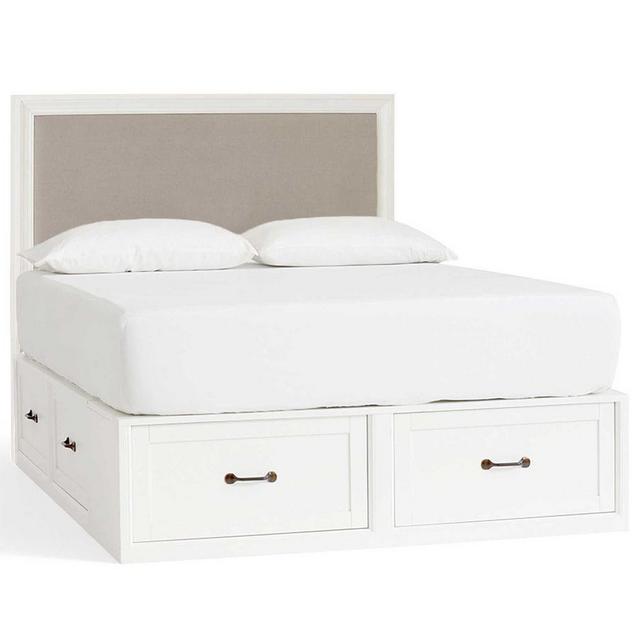 Stratton Storage Platform Bed & Montgomery Headboard with Drawers, Pure White, King/Cal King