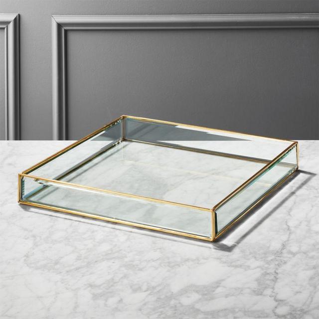 Large Glass and Brass Tray