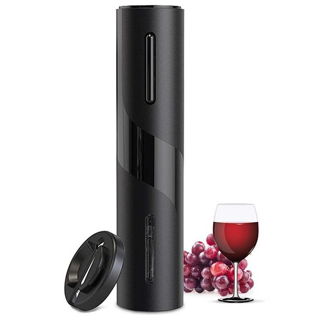 Lesucte Electric Wine Opener,Automatic Electric Wine Bottle Corkscrew Opener with Foil Cutter,One-click Button Reusable Wine Bottle Opener,Black