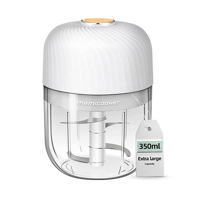 Electric Garlic Chopper, Portable Veggie Chopper, 350ML Garlic Grinder Masher Onion Chopper, Blender to Vegetable, Wireless Food Processor for Ginger, Chili, Fruit, Meat, Spices, Beans, etc