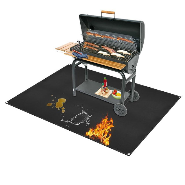Under Grill Mat for Outdoor Grilling, 60 x 48 inches Double-Sided Fireproof Waterproof BBQ Protector for Deck and Patio Under Grill Mat for Outdoor BBQ