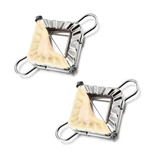 WarmHut 2PCS Stainless Steel Square-Shaped Dumplings Maker - Chinese Traditional Manual Dumplings Molds - for Empanada Pierogi Dough Press