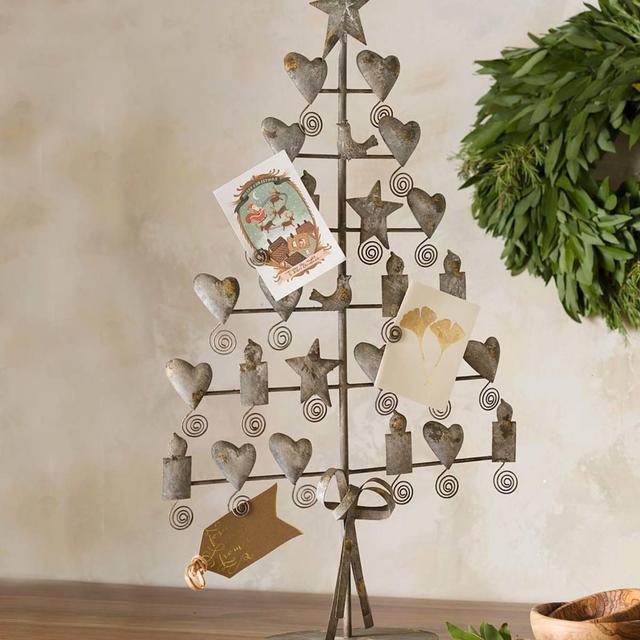 Rustic Grey Metal Christmas Card Tree V4251