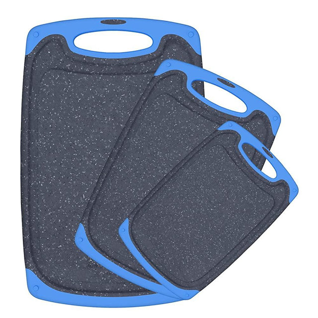 Cutting Board Set of 3 Plastic Cutting Boards for Kitchen, Dishwasher Chopping Board with Juice Grooves, Easy Grip Handle, Non-Slip