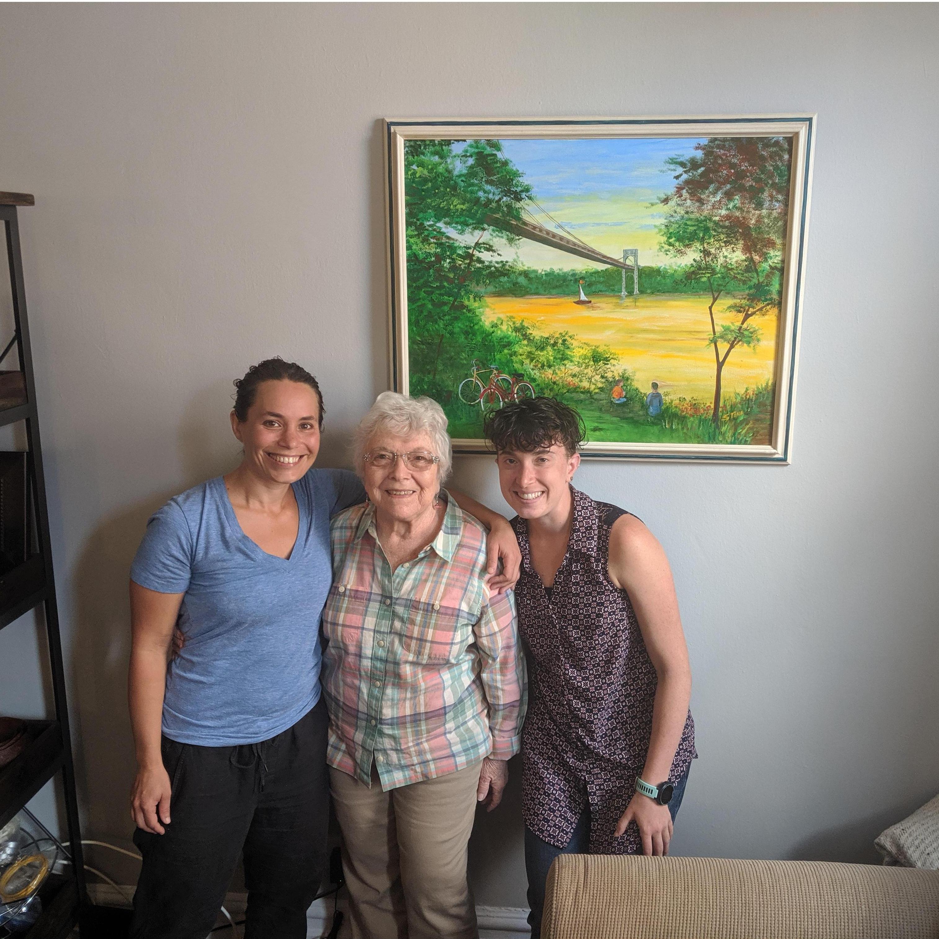 Naomi's Grandma Tina's artwork on the wall of our new apartment, June 2019