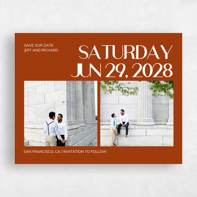 Dark Rust, Orange Wedding Save the Date - Millsboro Multiphoto