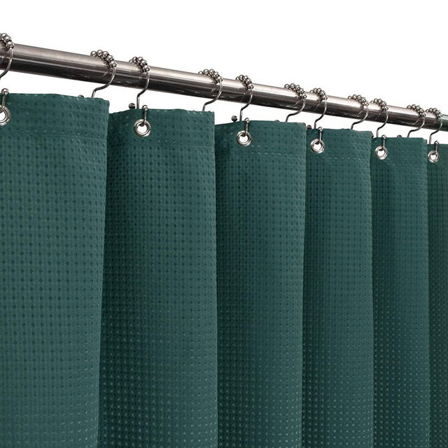 Waffle Weave Shower Curtain Hotel Luxury Spa, 230 GSM Heavy Duty Fabric & No Blowing, Water Repellent and Machine Washable - Teal, 71"x72"