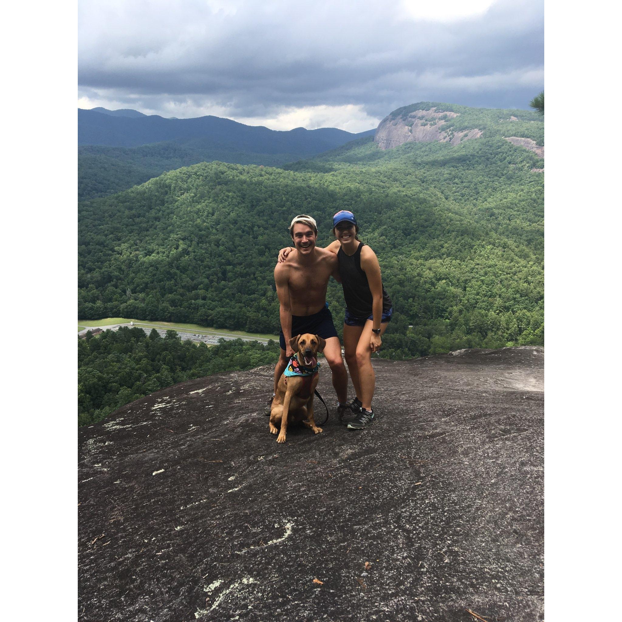 Hiking with our best friend, Beau, in Asheville, North Carolina.