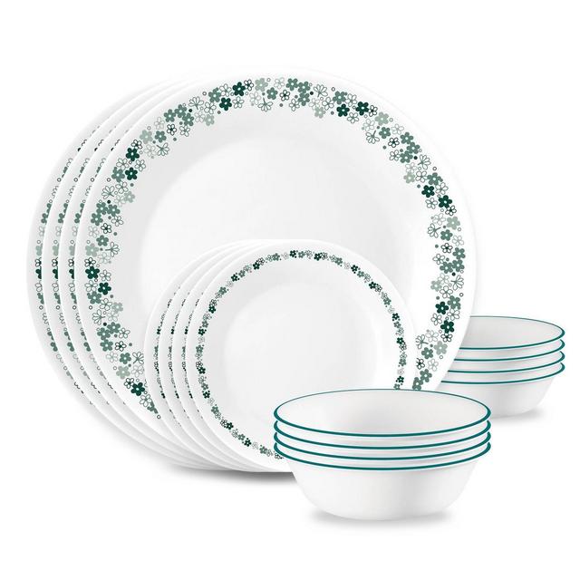 Corelle 16pc Spring Blossom Green Dinnerware Set