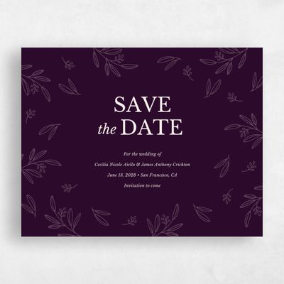 Eggplant, Purple Wedding Save the Date - Norcross Border