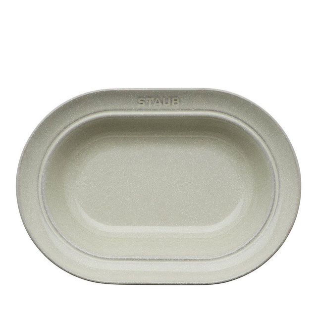 Staub 10" Oval Serving Dish, White Truffle