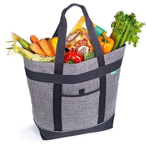 Jumbo Insulated Cooler Bag (Charcoal) with HD Thermal Foam Insulation - Premium Quality Insulated Tote Bag. Perfect Insulated Grocery Shopping Bag, Food Delivery Bag, Travel Cooler, Picnic Cooler