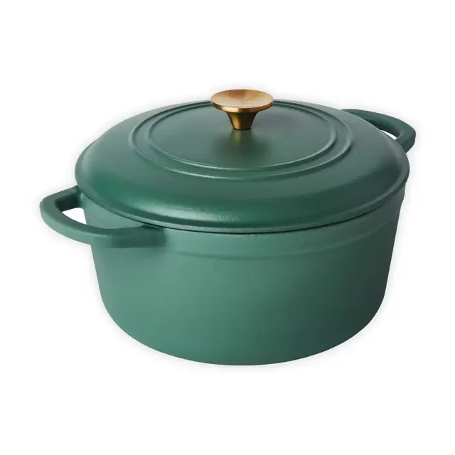 Our Table™ 6 qt. Enameled Cast Iron Dutch Oven with Gold Lid Knob in Dark Ivy