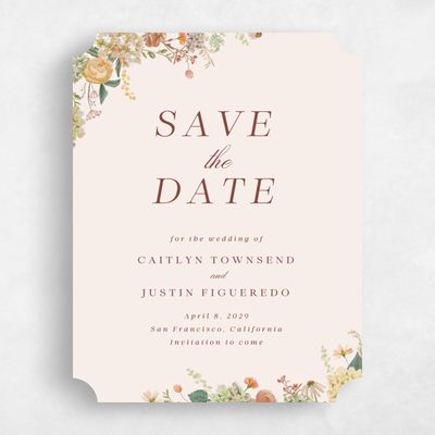 Beige Ticket Wedding Save the Date - Rosamund Portrait