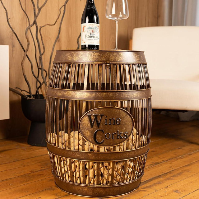 Wine Barrel Table - Cork Catcher Accent Table. Cork Holder Decorative and Storage - 3000 Corks - Large