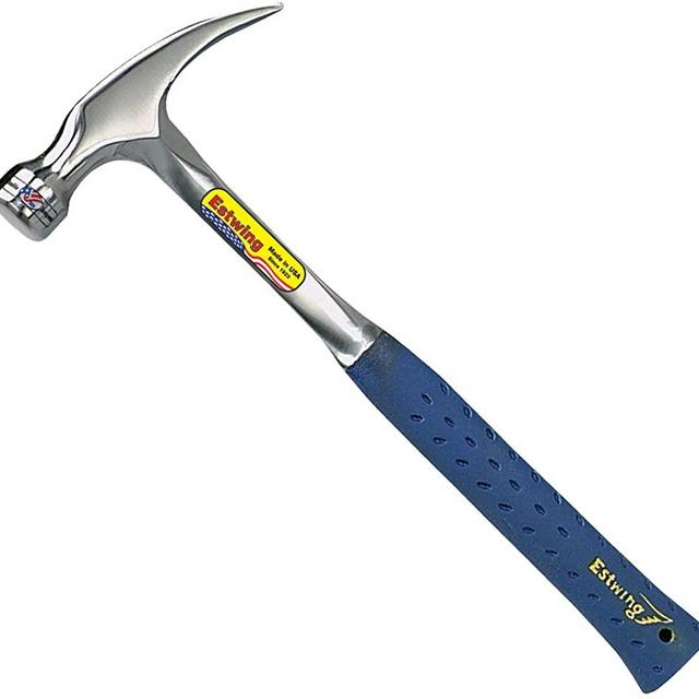 Estwing Hammer - 20 oz Straight Rip Claw with Smooth Face & Shock Reduction Grip - E3-20S