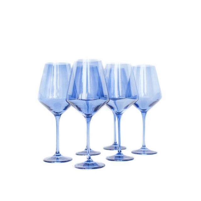 Estelle Cobalt Blue Colored Stemmed Wine Glasses, Set of 6