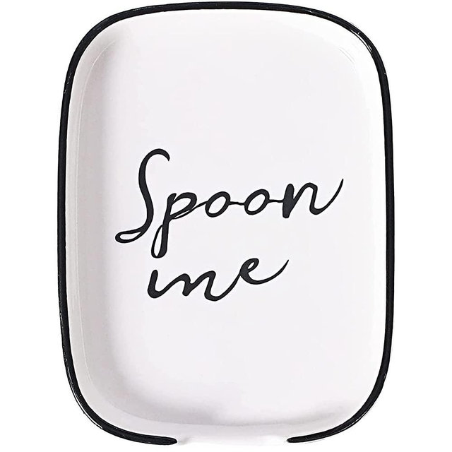 NJCharms Ceramic Spoon Rest For Stove Top, Large Spoon Holder For Kitchen Counter Top, White Cute Coffee Spoon Rests, Cooking Utensil Rest, Premium Farmhouse Kitchen Small Decoration,1 pcs