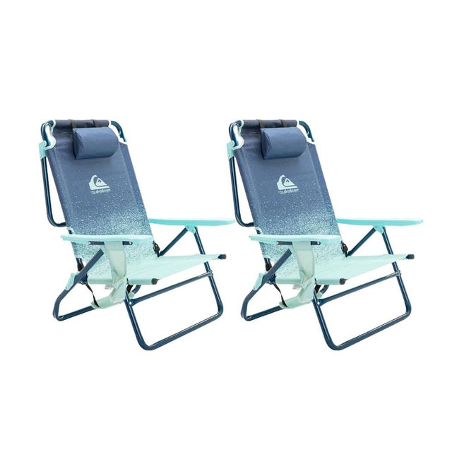 Quiksilver 2-Pack Beach Chair Bundle – Lightweight Folding Chairs with Adjustable Recline, Cup Holders, and Carry Bags – Portable and Durable Chairs for Beach, Camping, or Outdoor Events