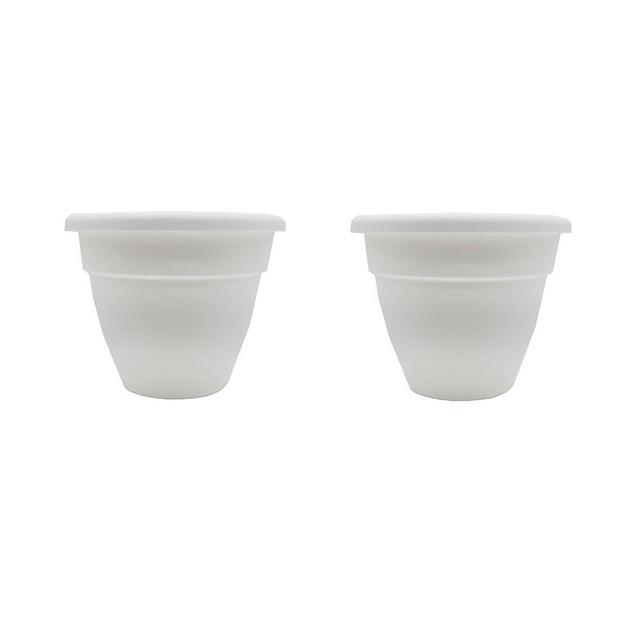 The HC Companies 16 Inch Caribbean Planter - Lightweight Indoor Outdoor Plastic Plant Pot for Herbs and Flowers, White (2 Pack)