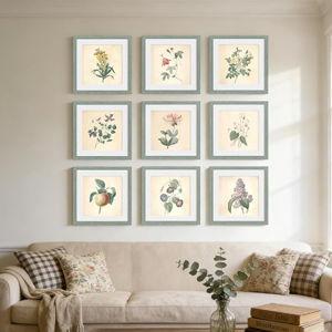12x12 Picture Frame Set of 9, Display Pictures 8x8 with Mat or 12x12 without Mat, Multi Collage Gallery Square Photo Frames for Wall or Tabletop, Rustic Green