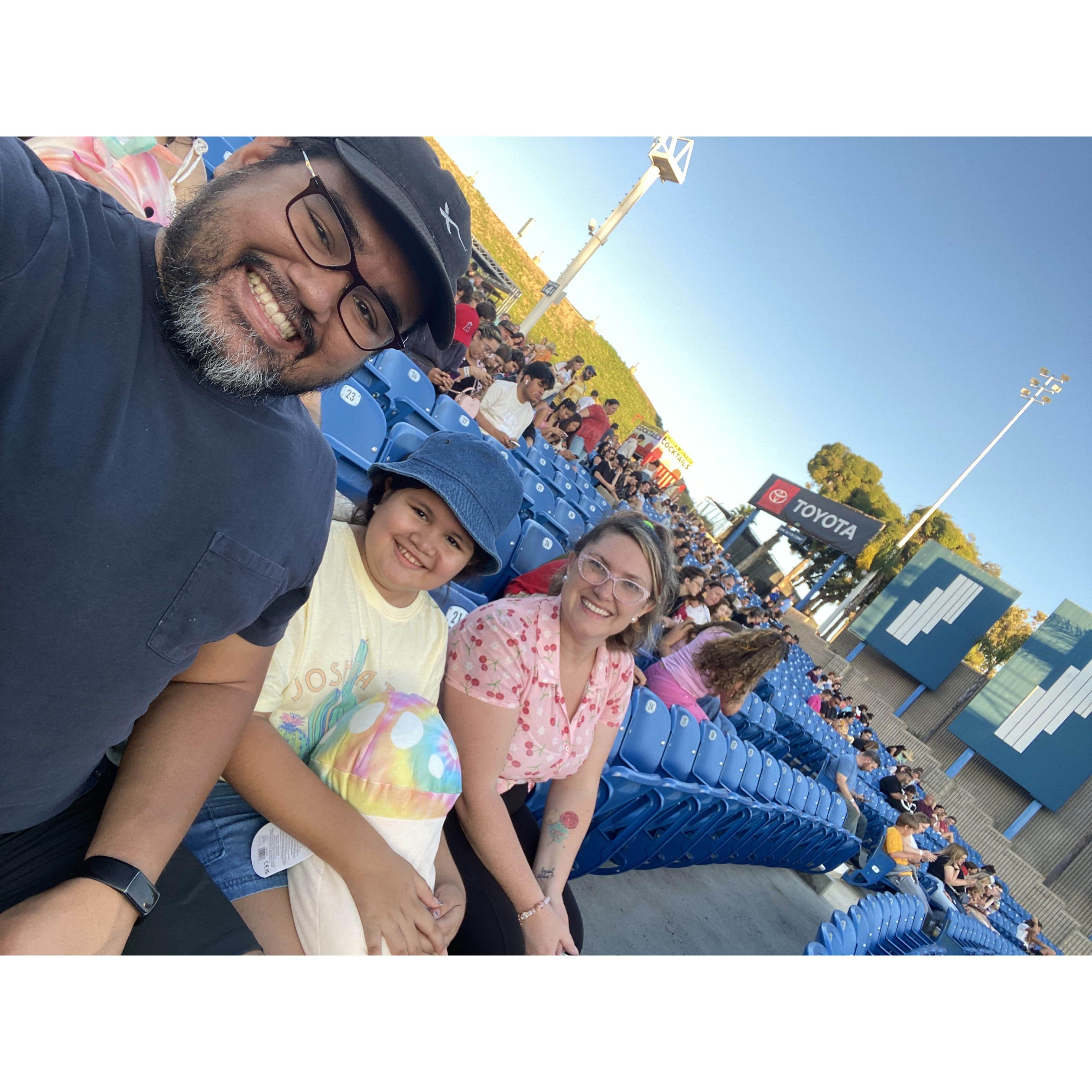 Taking Zoe to her first concert at the 2023 OC Fair, and it was to see AJR (they're very popular in our household)