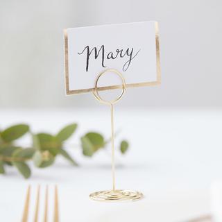 Gold Wedding Circle Wire Place Card Holder, Set of 10