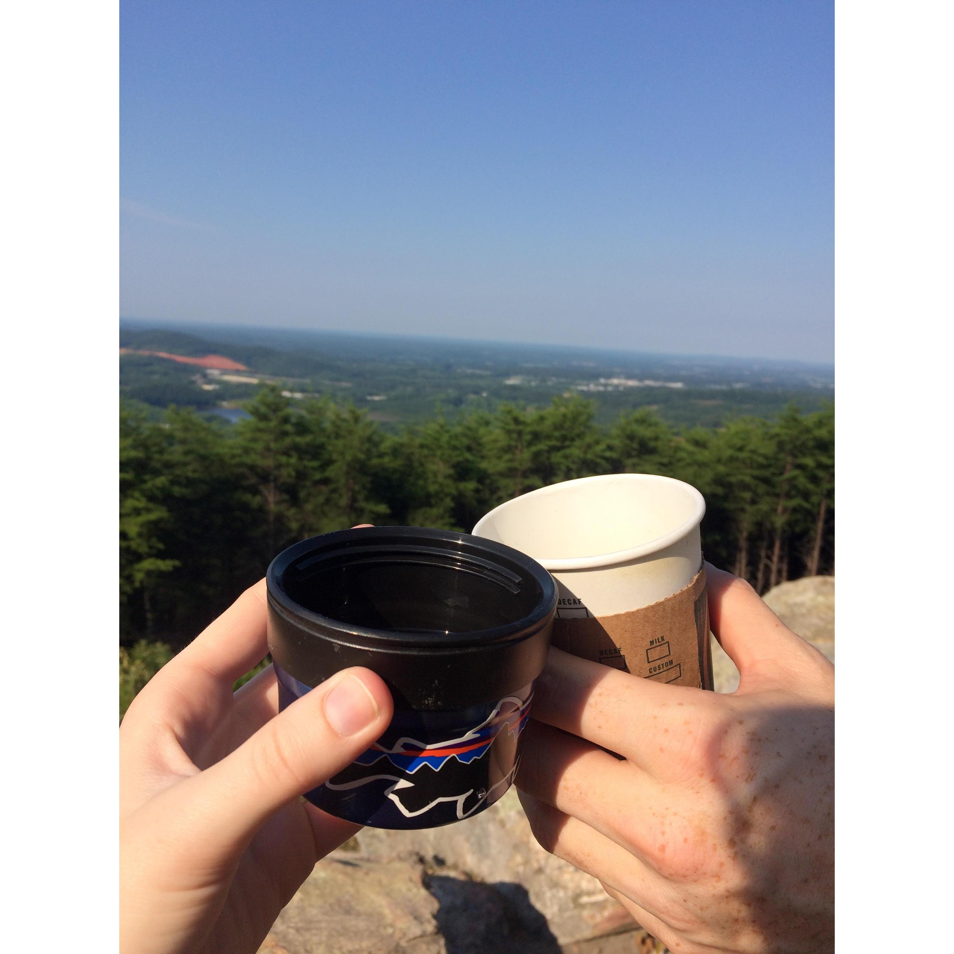Coffee on top of Pine Moutain after a morning hike. Cheers to that!