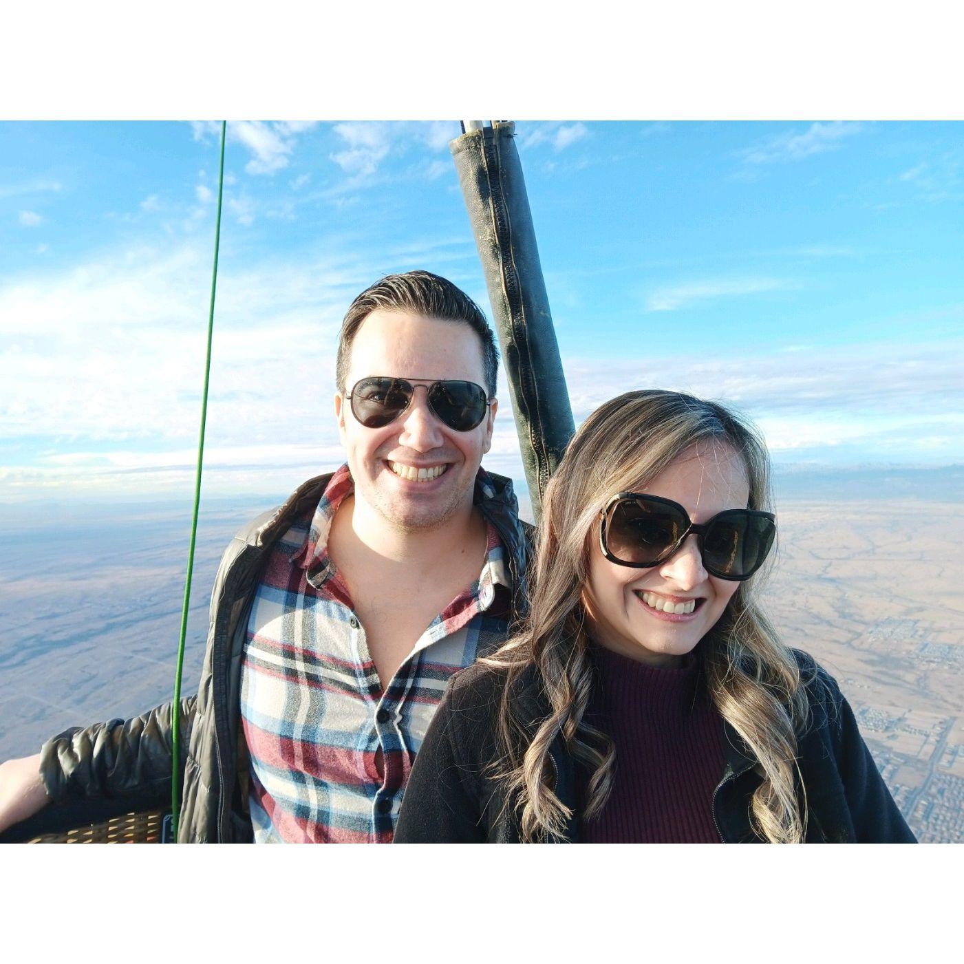 She said Yes in a hot air balloon!