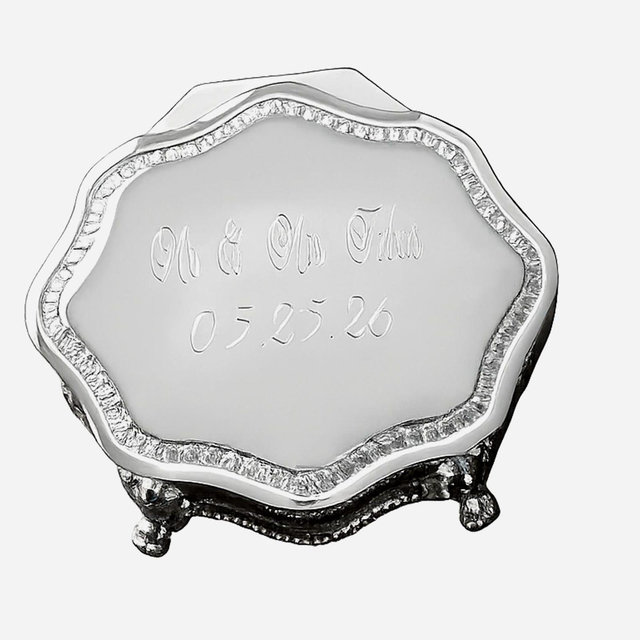 Personalized Wedding Jewelry Box – Engraved Silver Keepsake