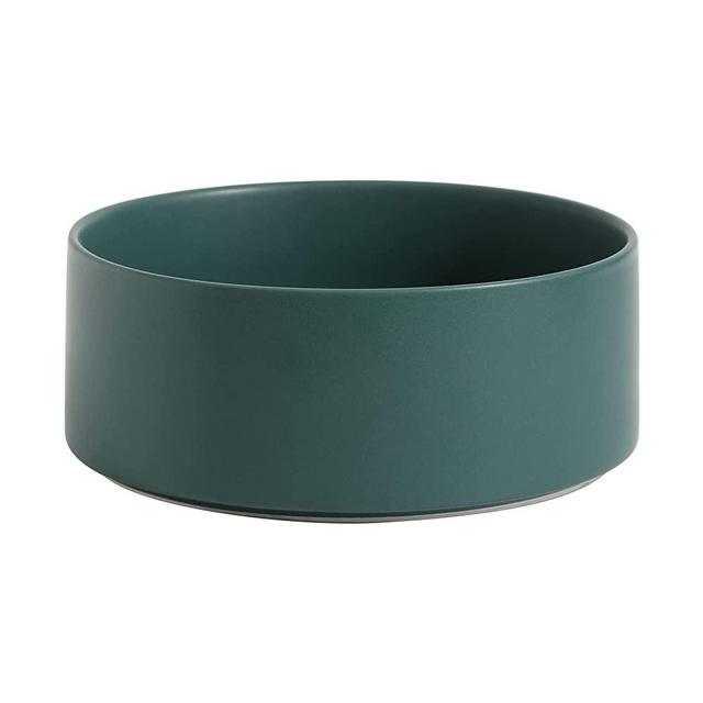 Havniva Non-Slip Ceramics Dog Bowl Dog Food Bowl Dog Dish Large Dog Water Bowl Protect Cervical Spine (8in Bowl, Green)