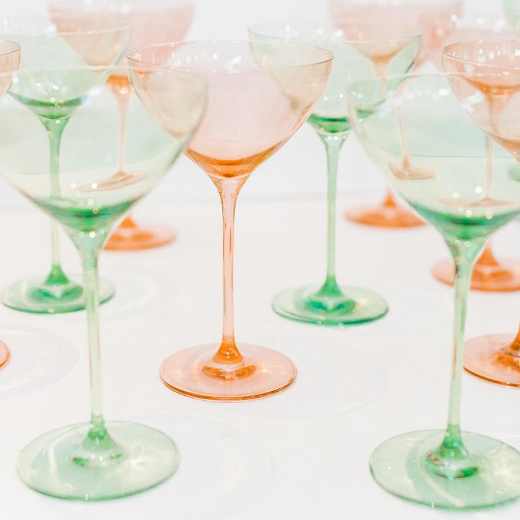Estelle Colored Glass Sunday Set of 6 Highball Glasses in Rose