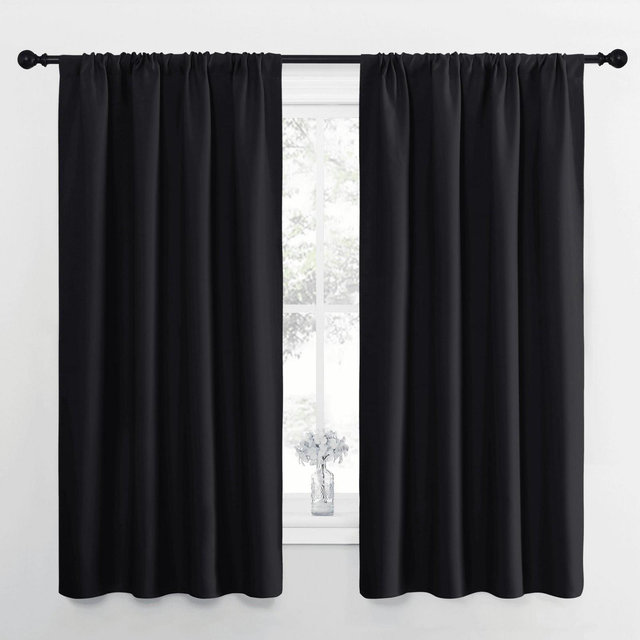 NICETOWN Rod Pocket Blackout Curtains Noise Reducing Thermal Insulated Privacy Drapes for Kitchen Bedroom Living Room 2 Panels