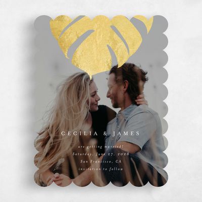 White Scalloped Wedding Save the Date - Maui Photo Foil