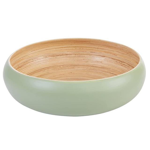 HABITAS Spun Bamboo Fruit Bowl For Kitchen Counter, Decorative Bowl, Large Serving Bowl Or Fruit Basket For Kitchen (Sage)