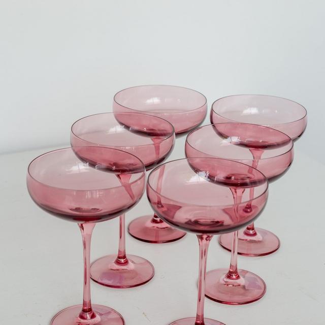 Estelle Colored Champagne Coupe Stemware - Set of 6 {Rose}