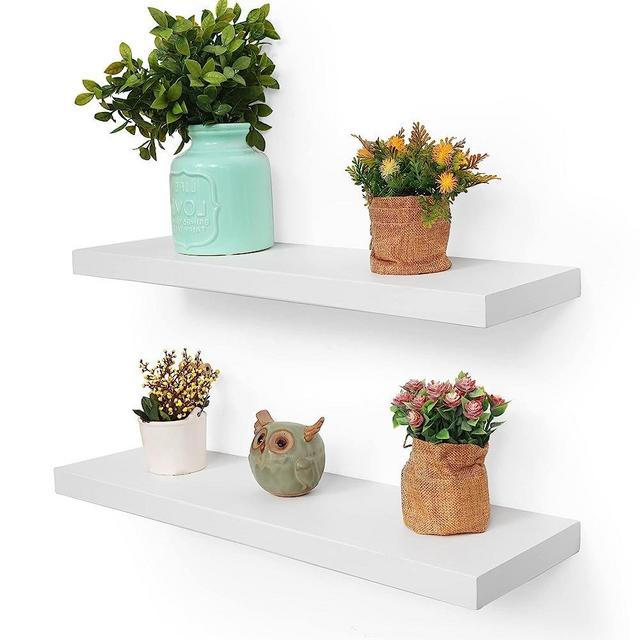 Floating Shelves, White 24 inch Long Wall Shelves,Wall Mounted Display Ledge Shelves Perfect for Bedroom Bathroom Living Room and Kitchen Decoration Storage