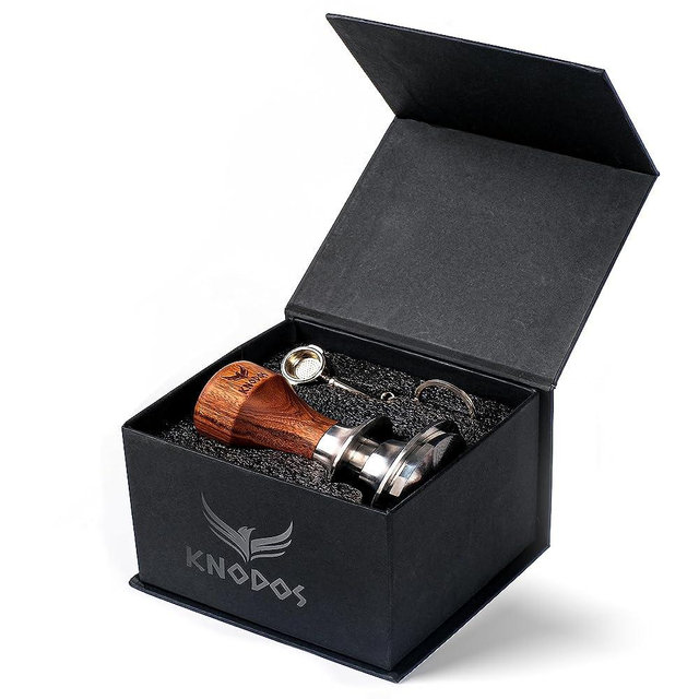 54mm Espresso Tamper for Breville Espresso Machines KNODOS Adjustable Depth and Spring Loaded Design Wooden Calibrated Coffee Tamper (53.3mm)