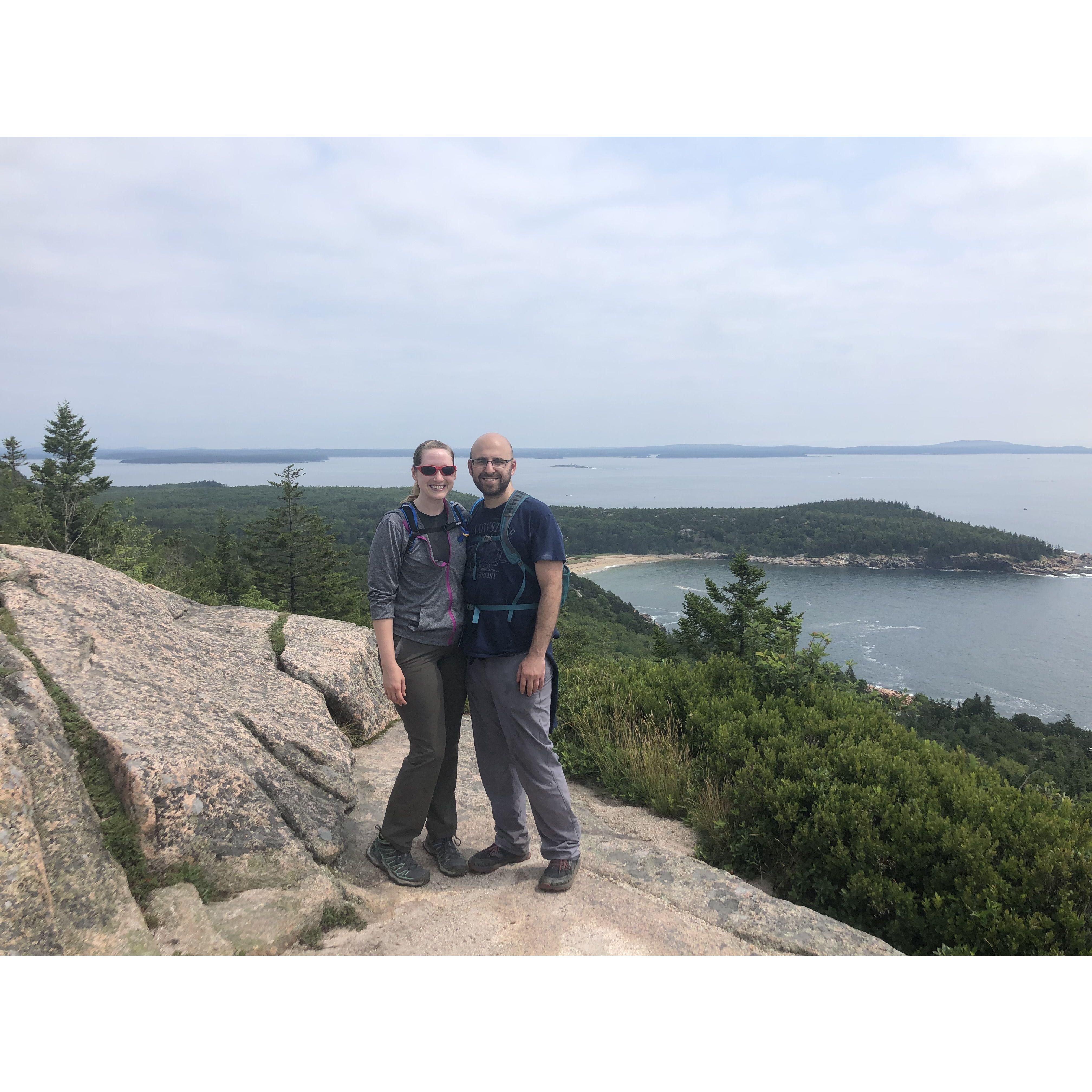 Hiking in Acadia, celebrating our engagement and Nick finishing his residency